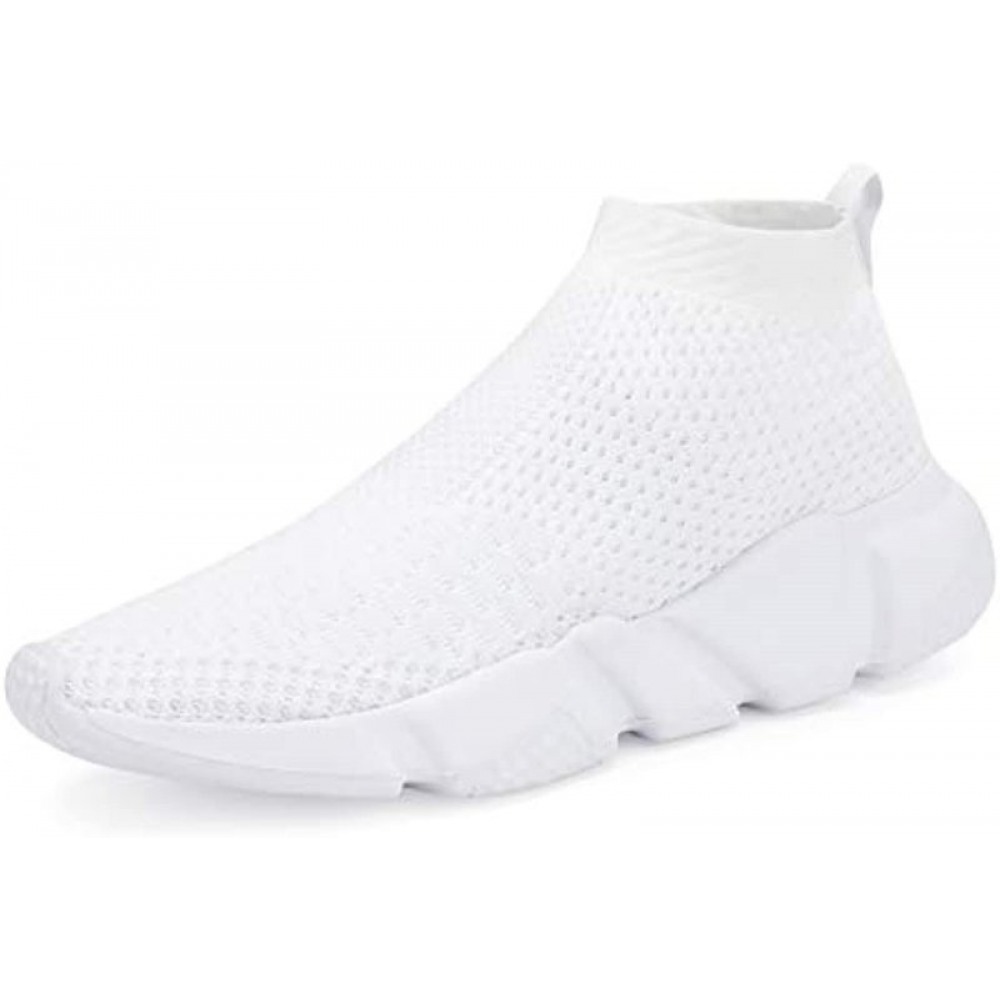 Slip-On Sneakers Breathable Lightweight Athletic Running Shoes White